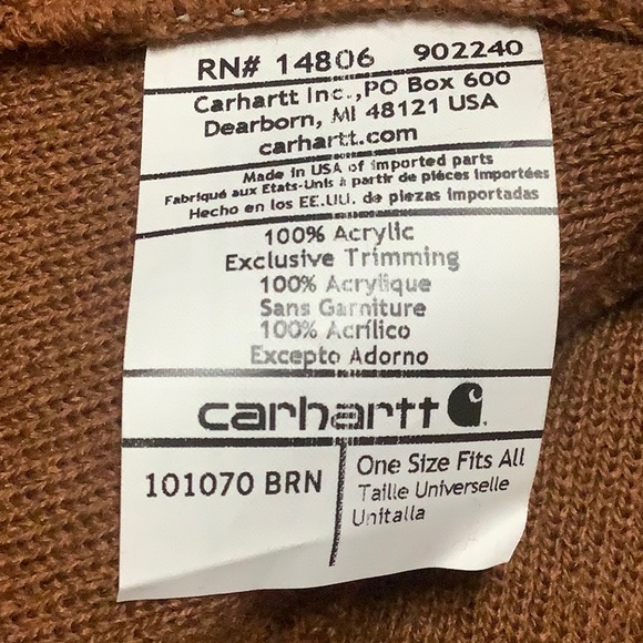 Carhartt brown winter beanie hat leather logo - Picture 4 of 5
